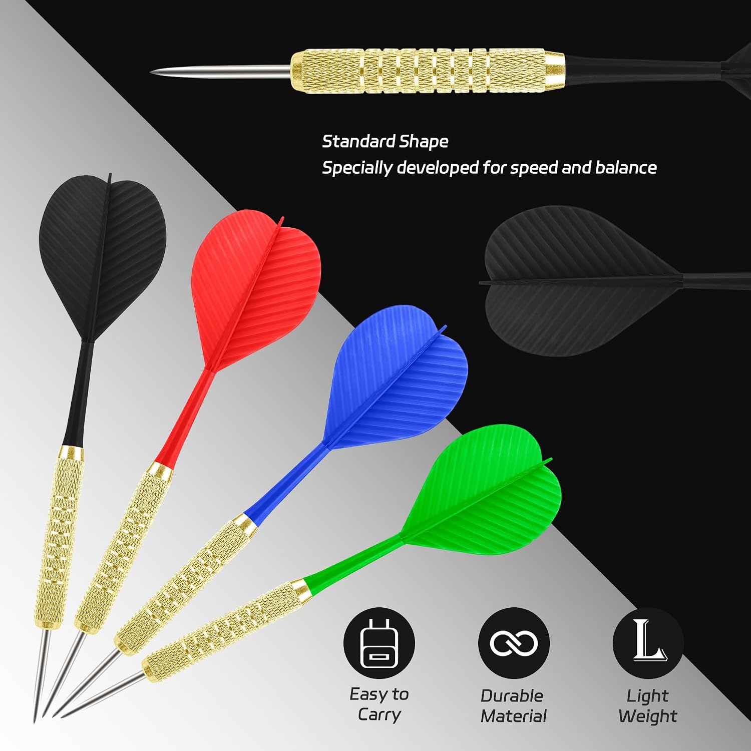 Detalle 2 de CyeeLife Dartpfeile Metallspitze 12er Set
