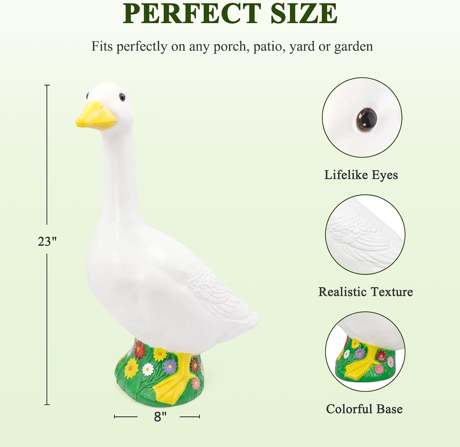 Thumbnail 4 de Hofriyo 23-Inch Large Porch Goose Statue, PE Plastic with 360° Rotating Neck