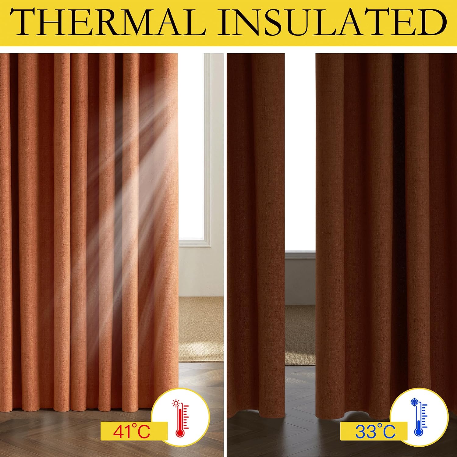 Detalle 2 de NICETOWN Linen Blackout Curtains 52" x 84