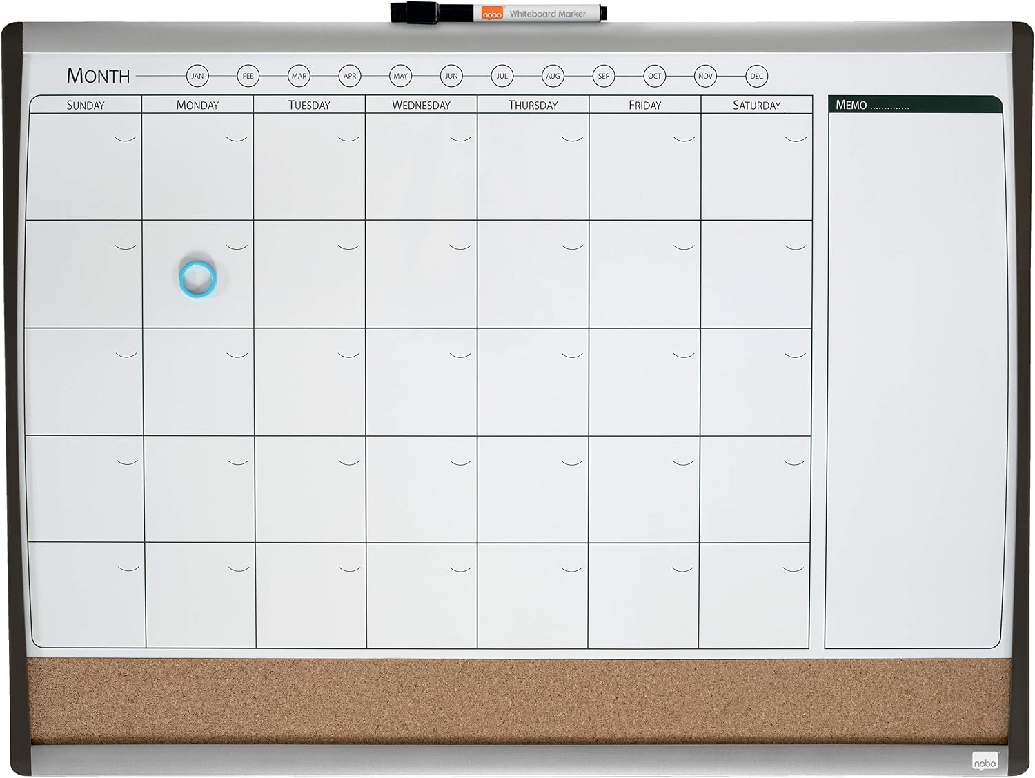 Thumbnail 6 de Nobo Small Magnetic Whiteboard with Cork Notice Board, Arched Frame – 585 x 430 mm