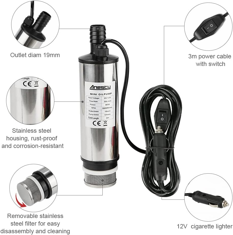 Detalle 2 de Edelstahl Transfer Pumpe 12V 51 mm