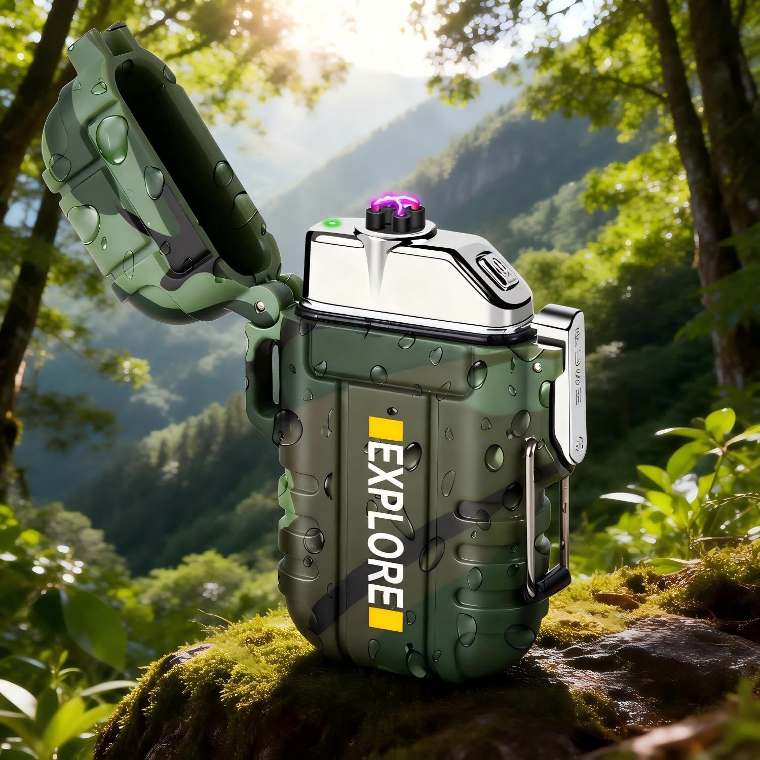 Detalle de Rechargeable Electronic Plasma Lighter with Cross Dual Arc, USB Charging, Windproof & Waterproof (Camping & Survival)