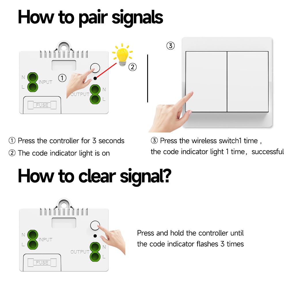Thumbnail 6 de Cerhot EU Self-Powered Wireless Light Switch Kit (EU 2Gang) with 433MHz Kinetic Switch