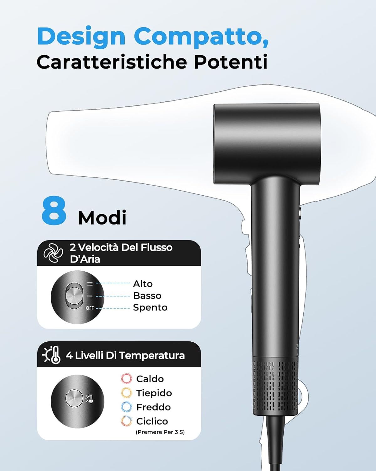 Thumbnail 4 de Asciugacapelli Ionico Phon Capelli Professionale 160.000 Giri/min con Diffusore Magnetico