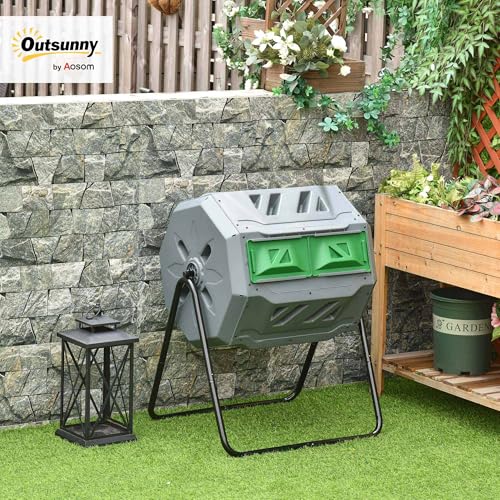 Detalle 2 de Outsunny Compostador Giratorio de 160L con Marco de Acero