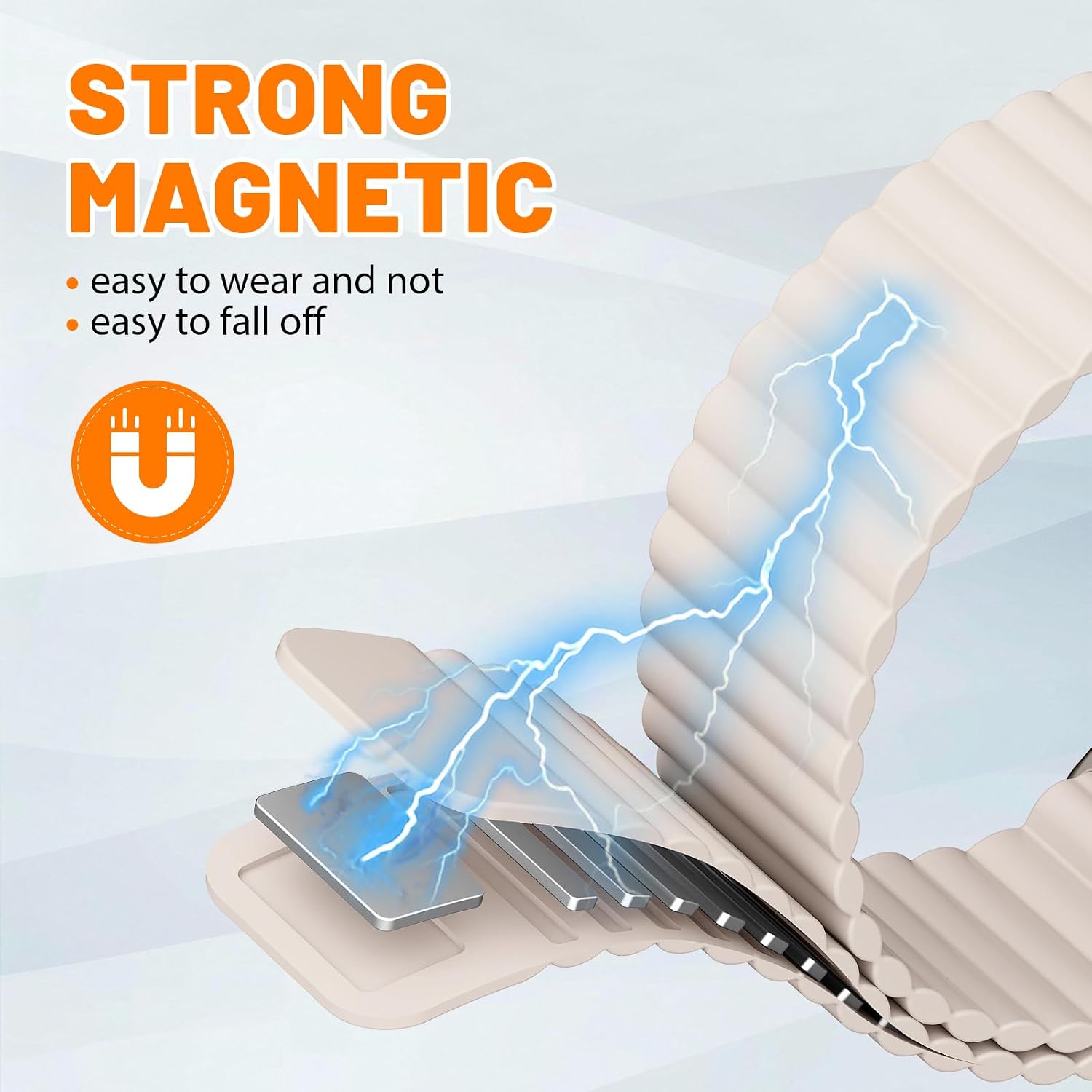 Detalle de Magnetic Sport Bands for Apple Watch — Silicone Loop Strap (40/38mm to 49mm) by BXUXOHS