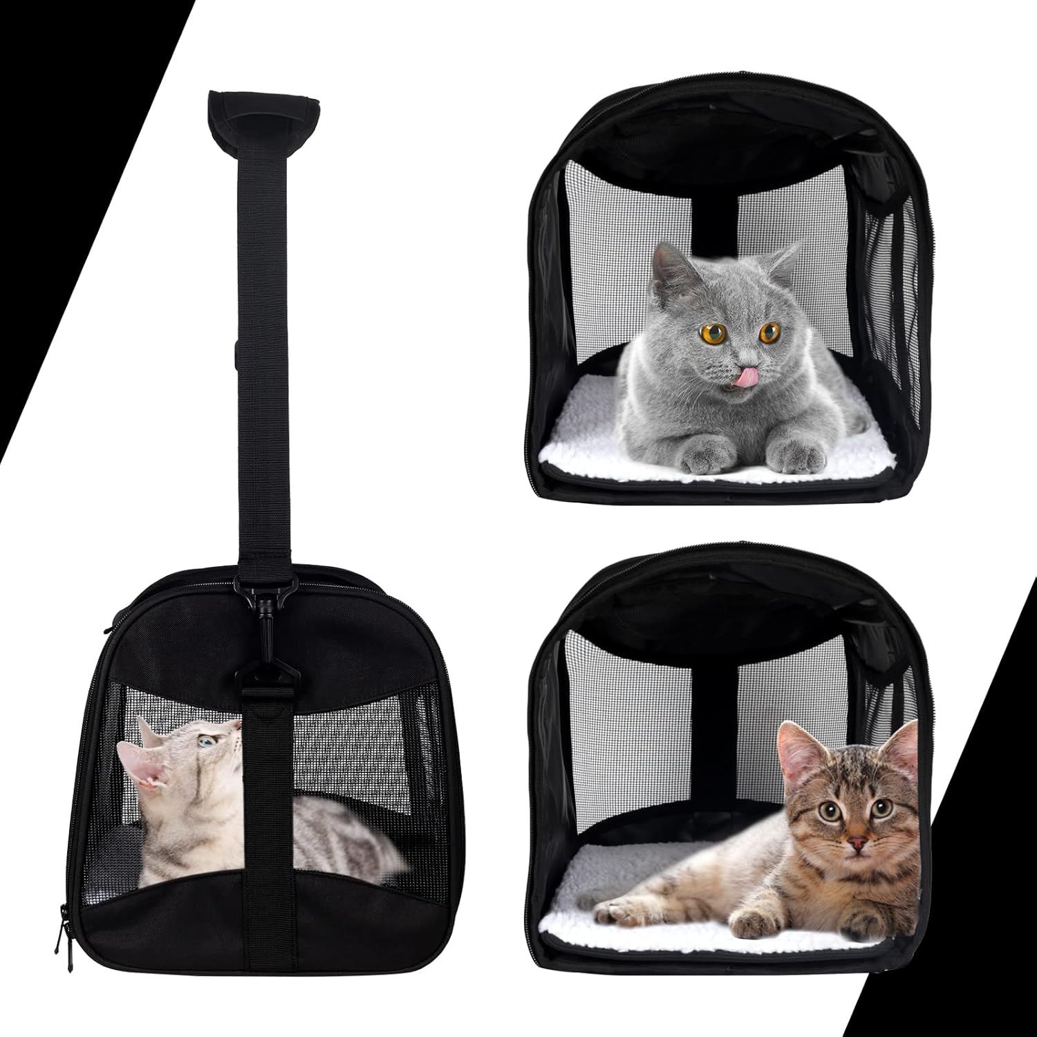 Detalle de Cat Carrying Case — Airline Approved Pet Carrier with Removable Fleece Pad (X-Large, Black)