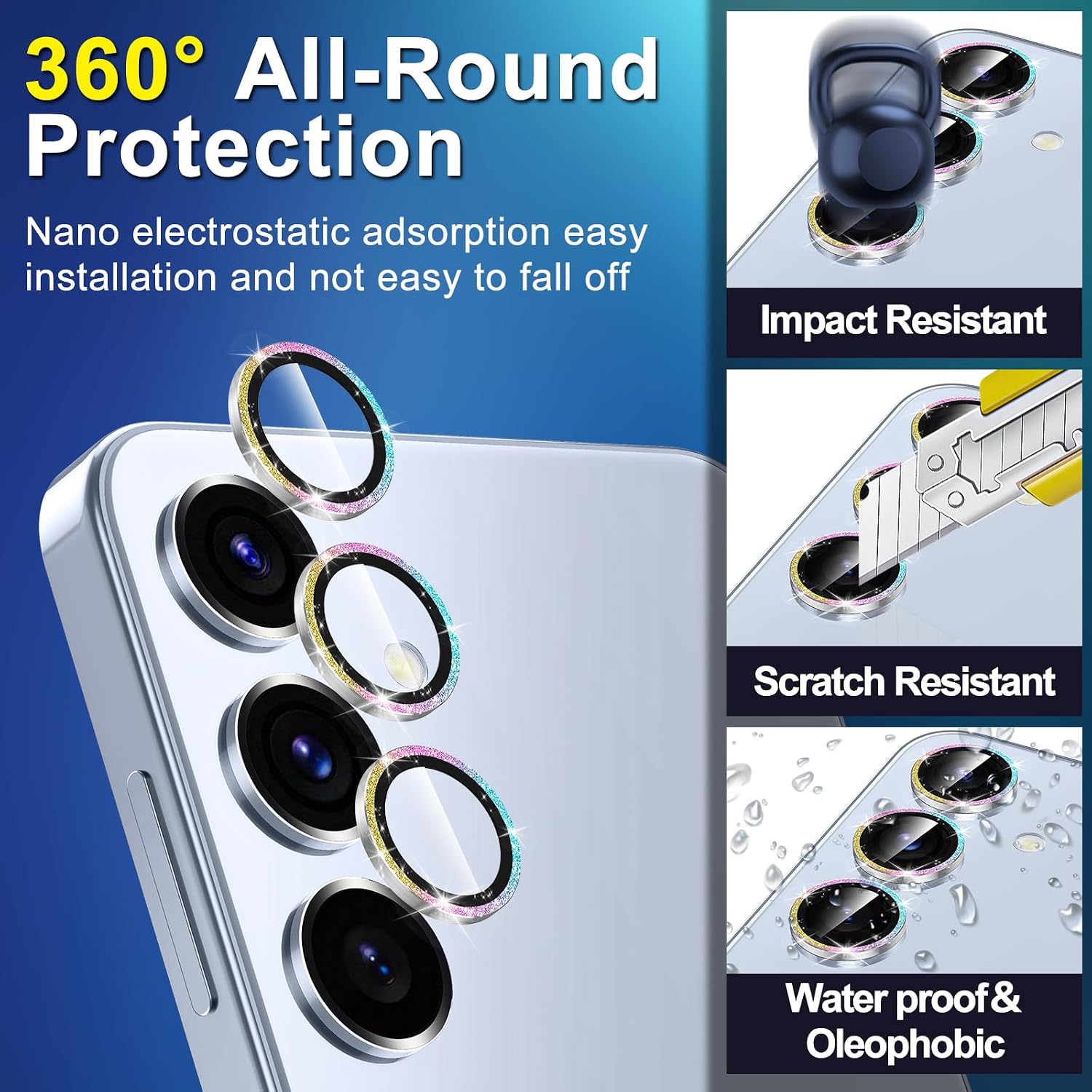 Detalle de Avocase BTS0290-08 Camera Lens Protector for Galaxy S25 Plus, 9H Glass