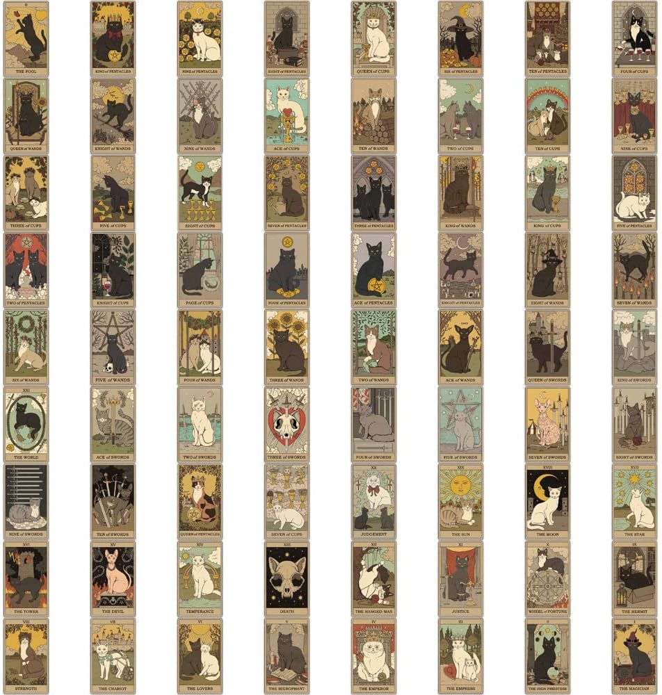 Detalle 2 de Cat Tarot Vinyl Stickers, 72-Piece Set