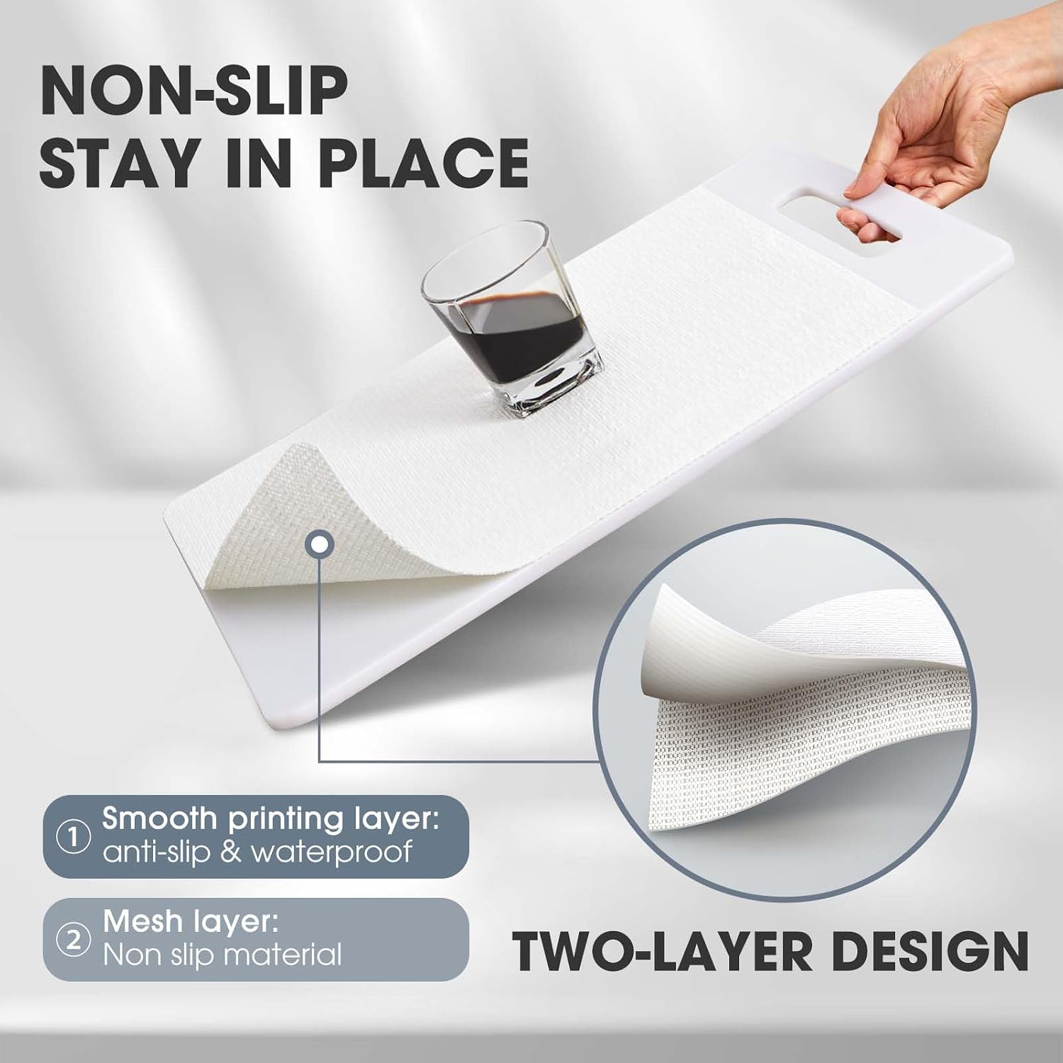 Thumbnail 3 de Windimiley Drawer and Shelf Liner, 17.5" × 30', White, Non-Slip and Waterproof
