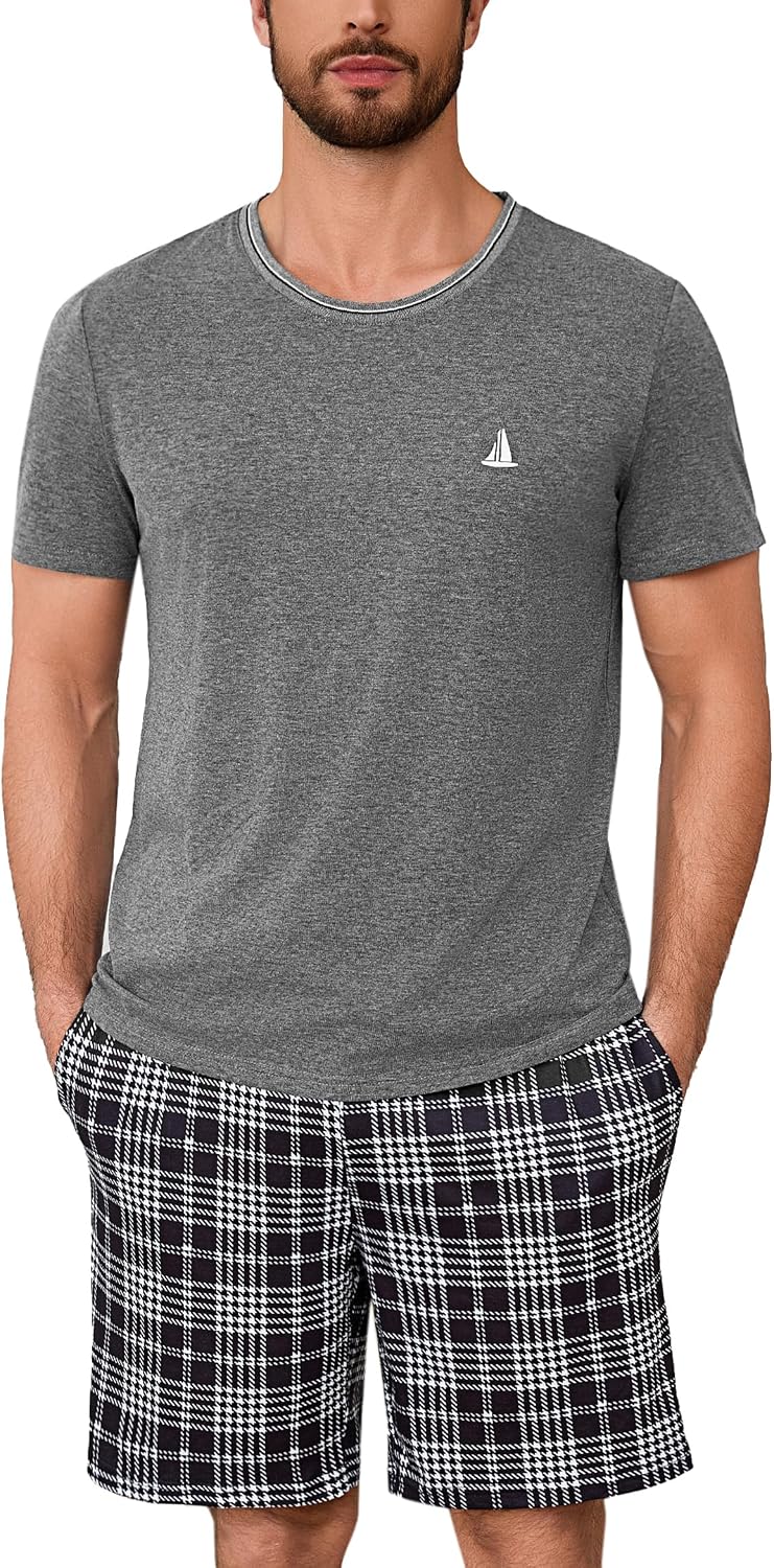 Detalle de Jahetuul Schlafanzug Herren Kurzarm Pyjama
