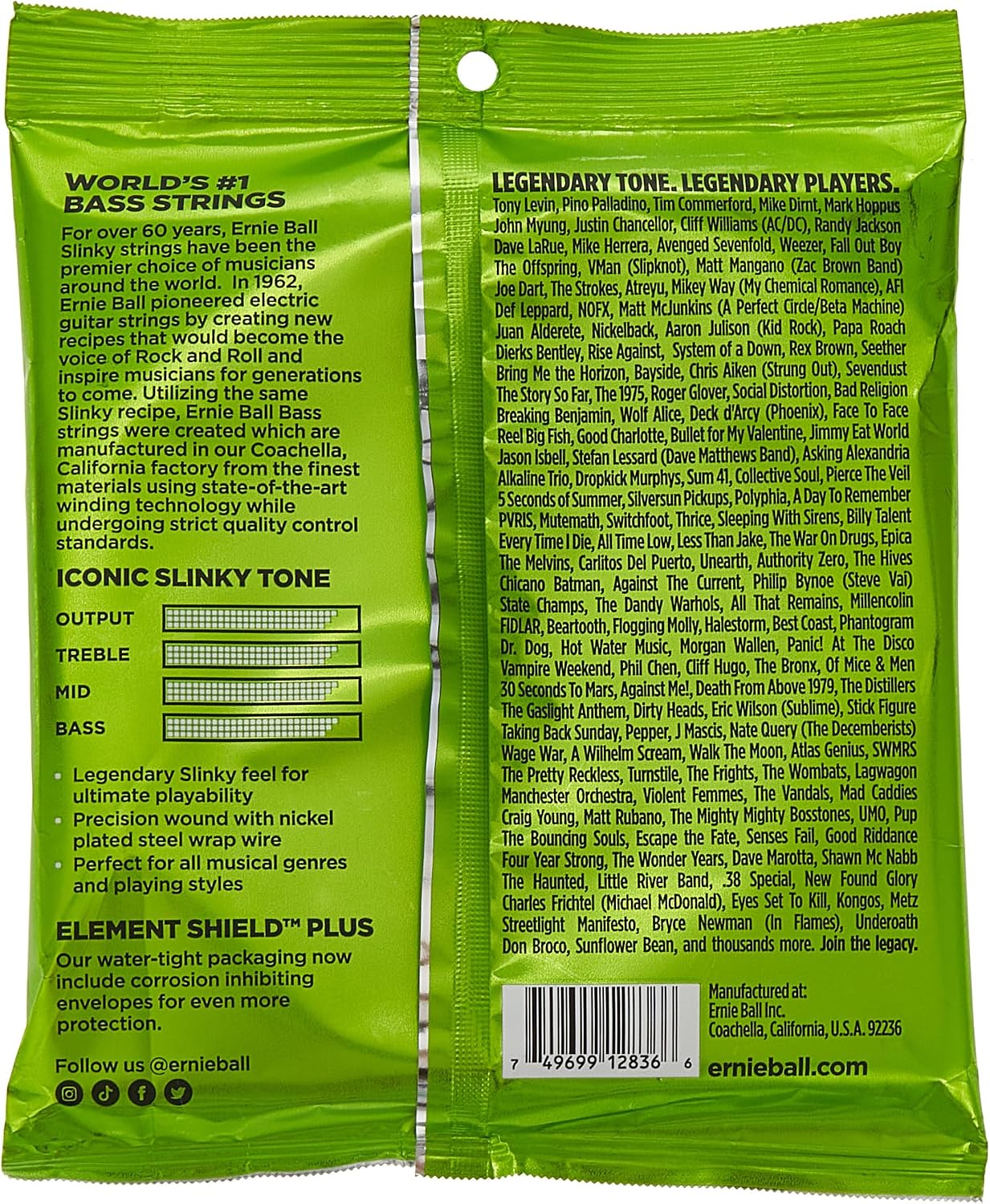Detalle 2 de Ernie Ball Regular Slinky 5 cuerdas para bajo eléctrico: cuerdas entorchadas en níquel, calibre 45-130