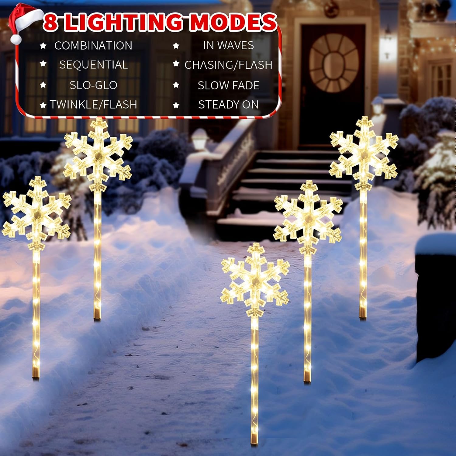 Detalle 1 de BRIGHTDECK Solar Snowflake Pathway Lights, 20-Pack
