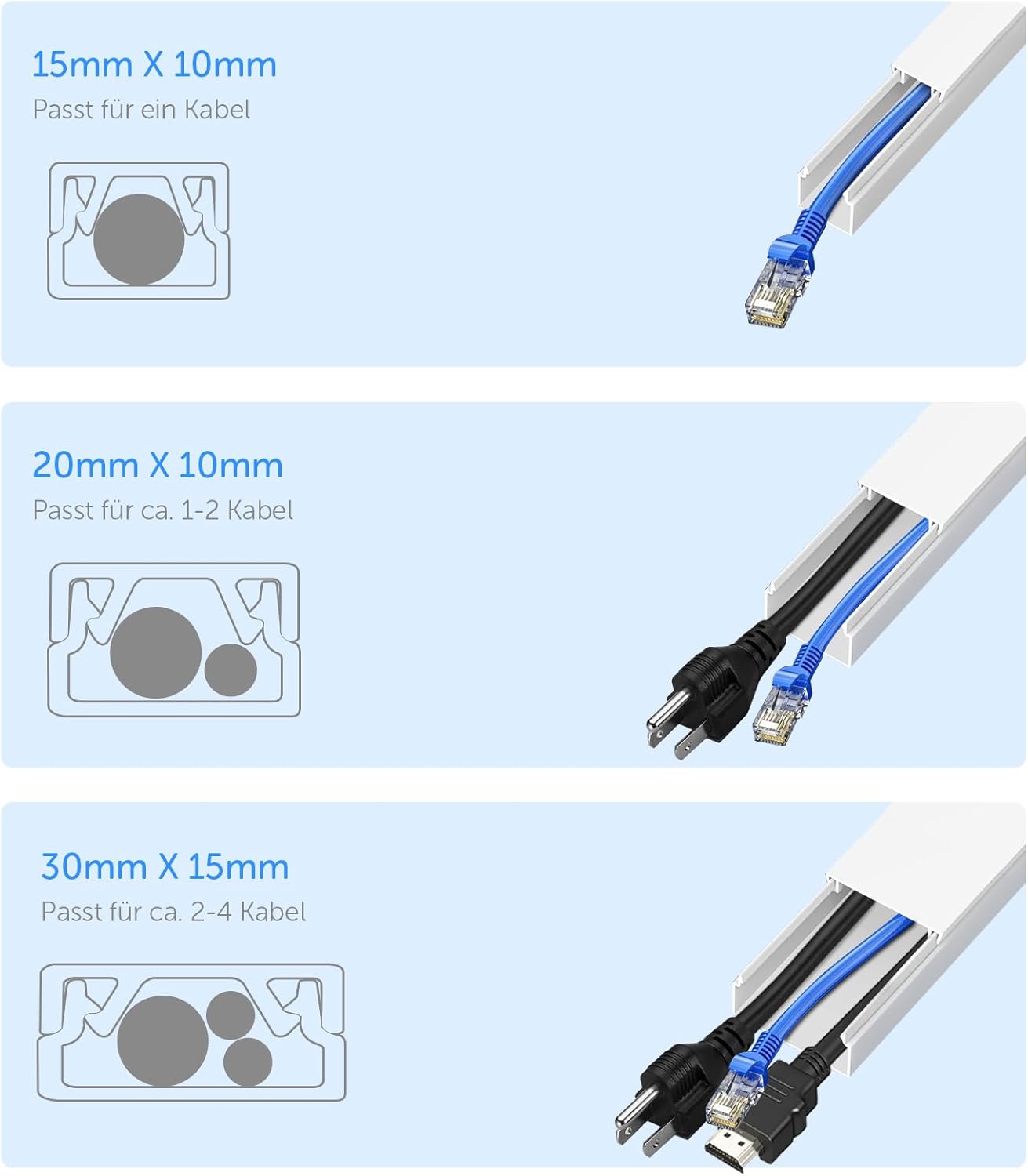 Detalle de shinfly 4,8 m Kabelkanal Weiß 🔌