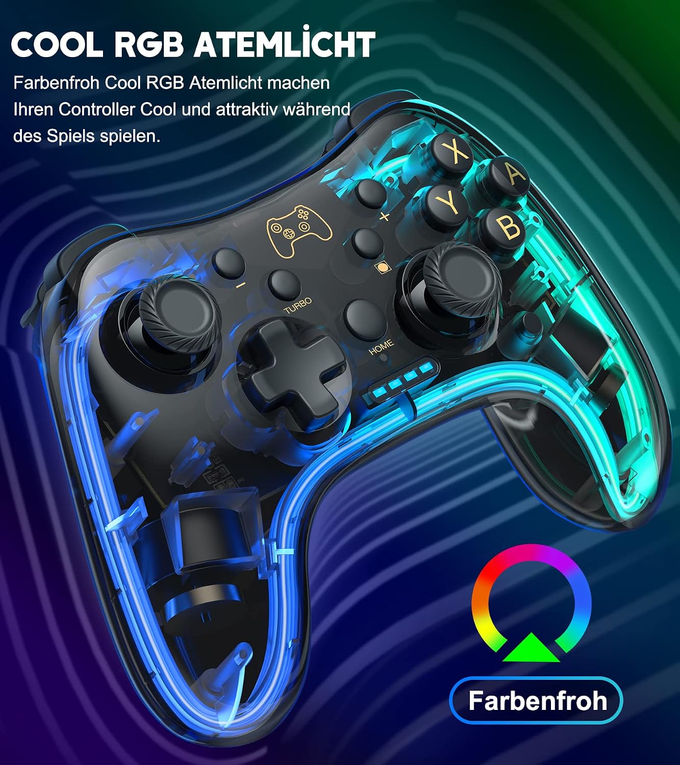 Thumbnail 1 de Wireless Switch Controller für Switch/Lite/OLED mit Dual-Motor-Vibration, RGB und Turbo