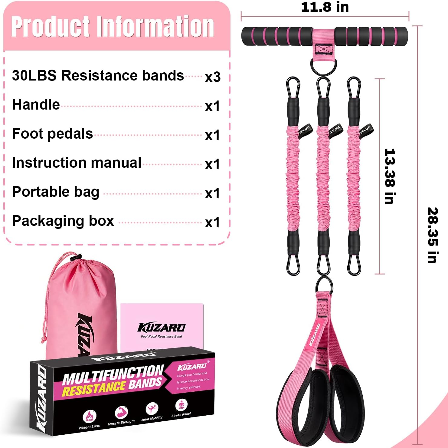 Thumbnail 6 de KUZARO Upgraded Pedal Resistance Bands 30–90 lb