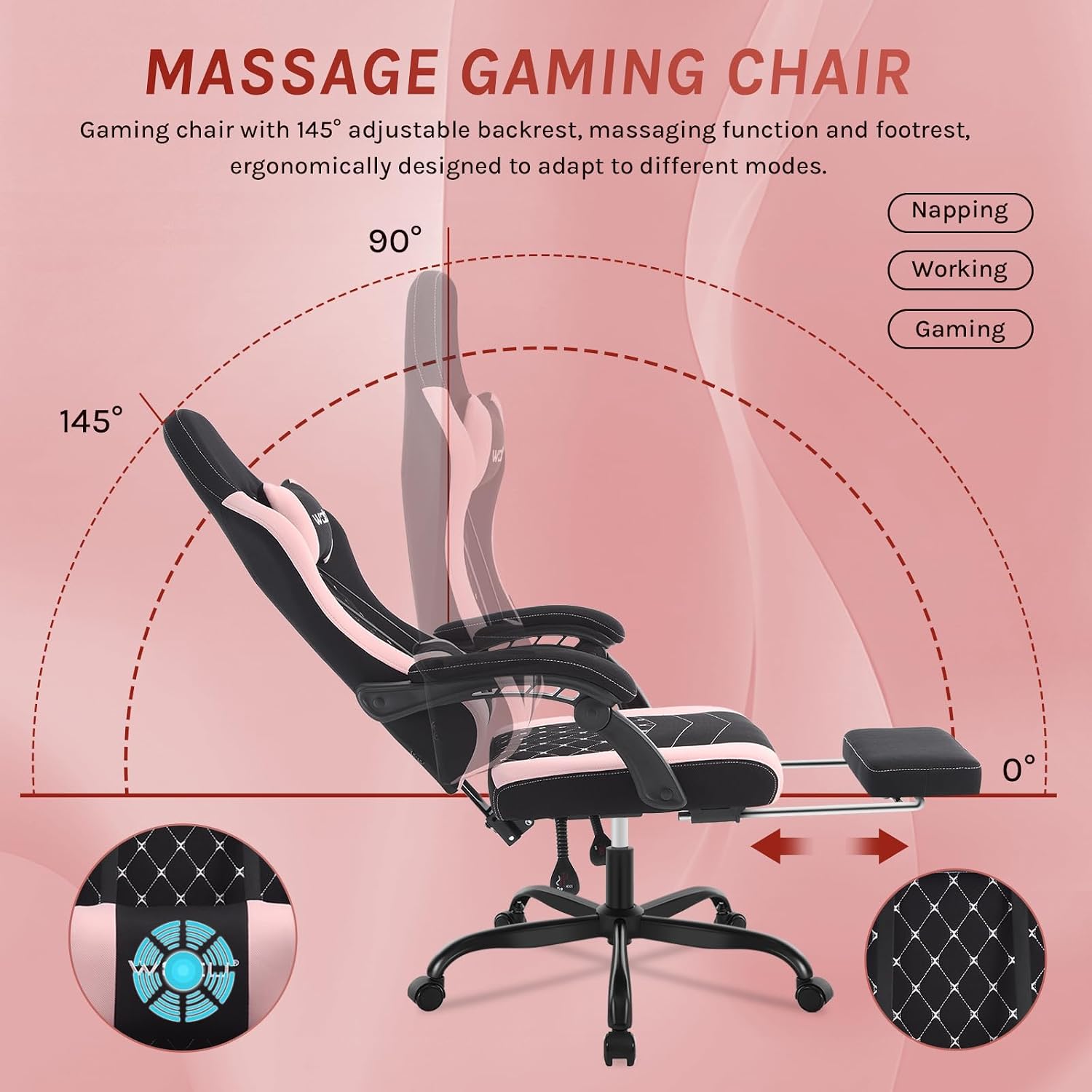 Thumbnail 6 de WOLTU Gaming Stuhl mit Massagefunktion, 150 kg