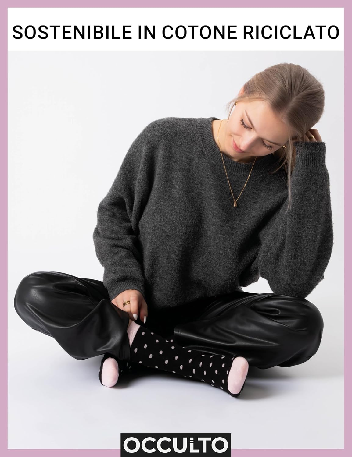 Detalle de Occulto calze donna in cotone con strisce e pois (10 paia) – morbide e traspiranti