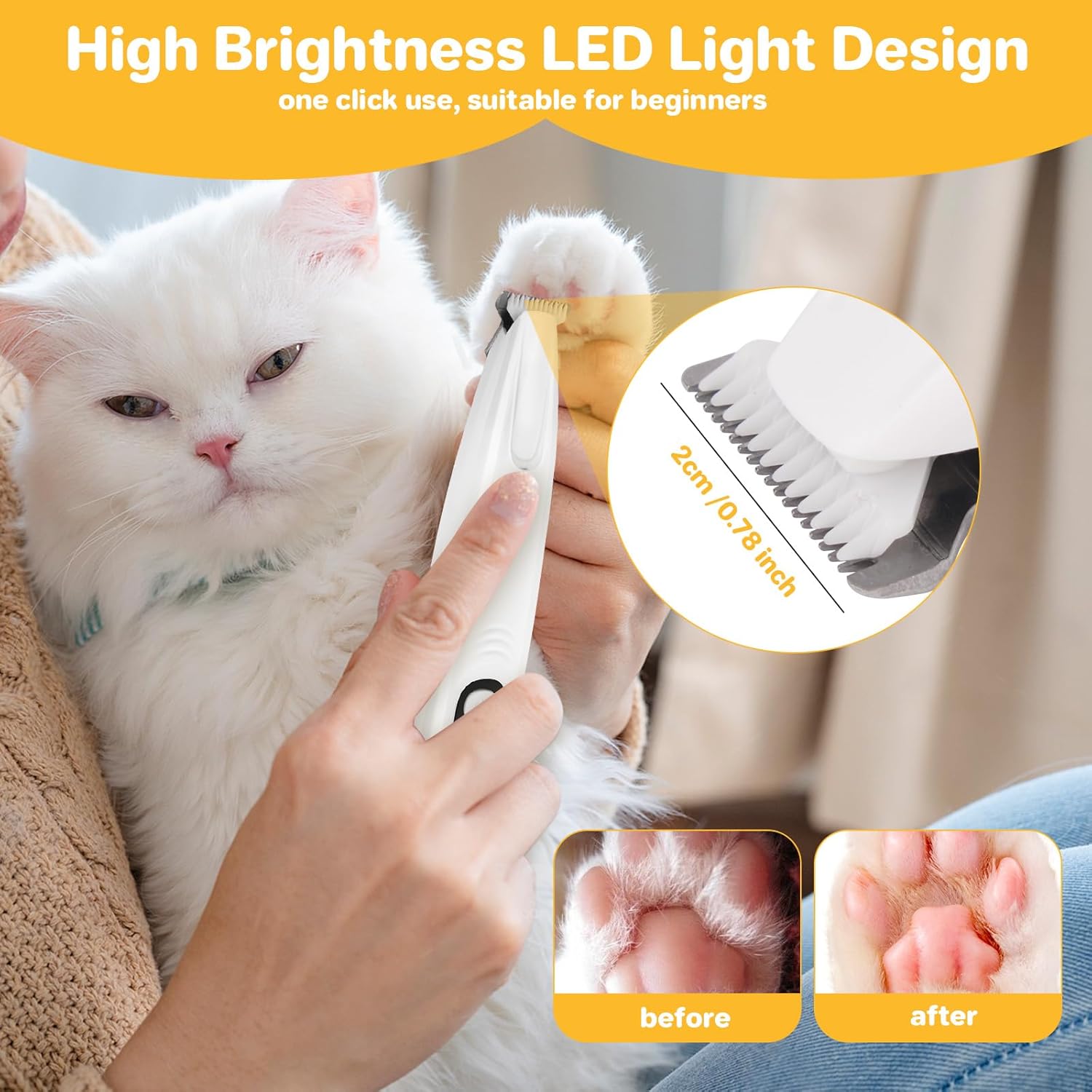Thumbnail 5 de ETACCU Dog Paw Trimmer with LED Light — Ultra-Quiet, Rechargeable Paw Hair Clipper for Cats and Small Areas