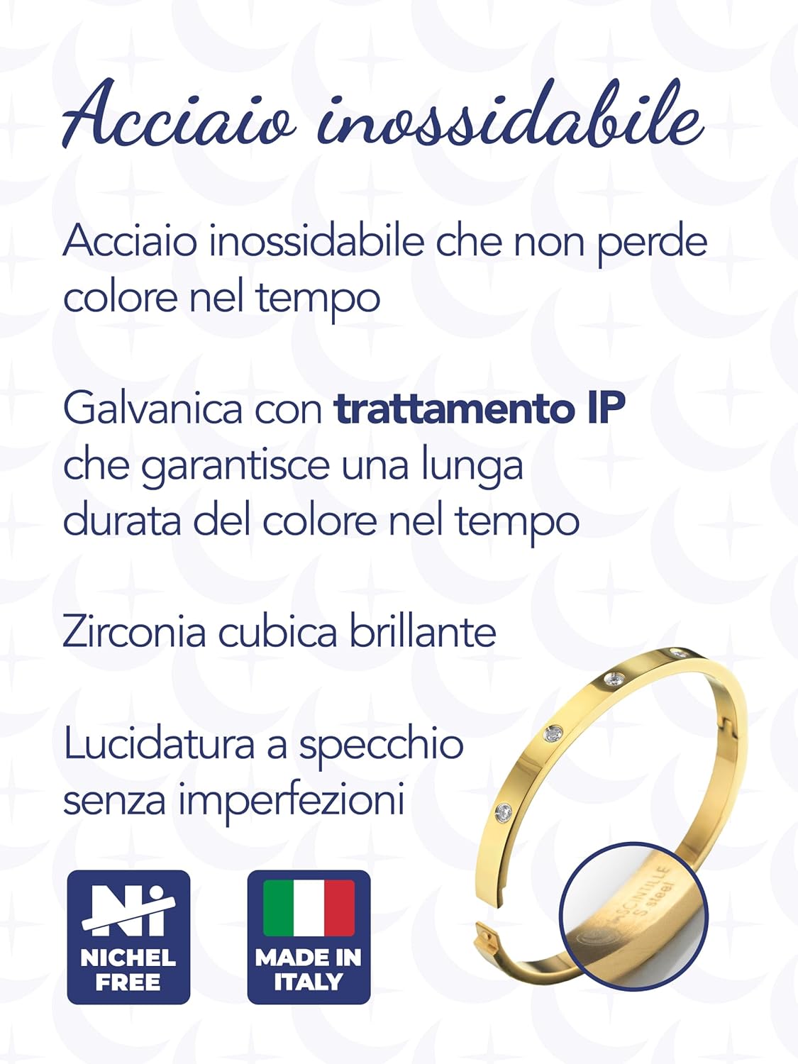 Thumbnail 4 de inSCINTILLE Bangle Bracciale Rigido in Acciaio Inossidabile – Confezione Regalo Inclusa