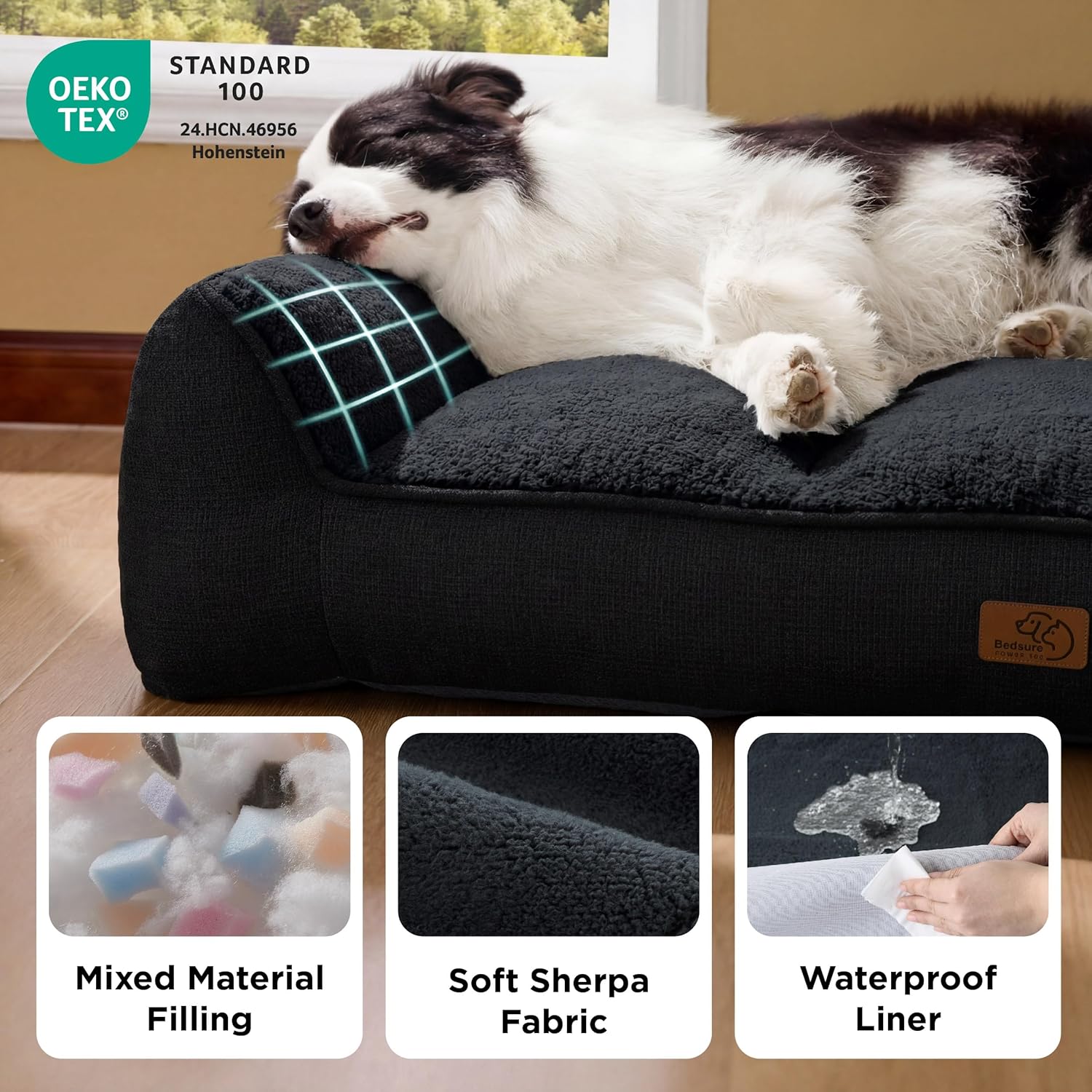 Thumbnail 4 de Bedsure XL Orthopedic Dog Bed Large – 106x76cm with Waterproof Cover and Plush Sherpa
