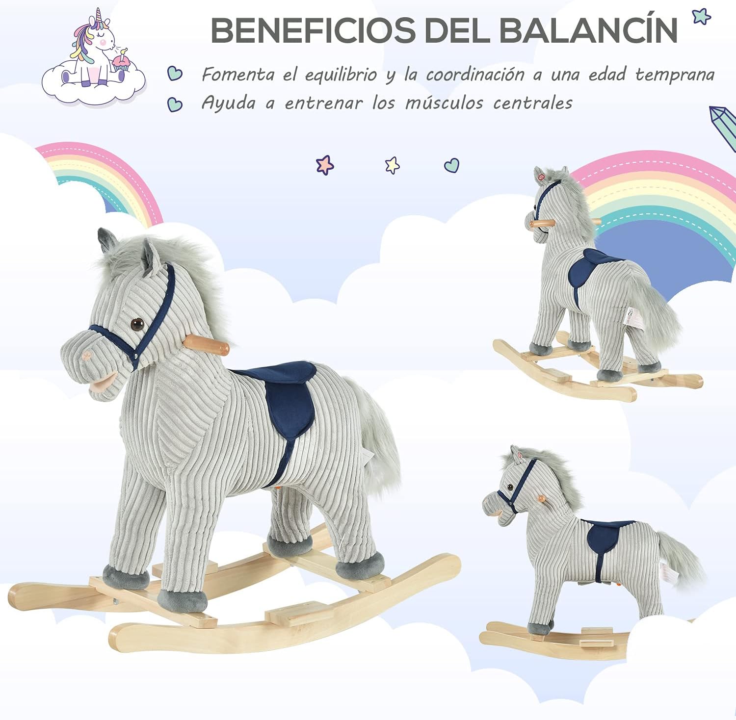 Thumbnail 4 de HOMCOM Caballito Balancín Infantil 73x35x64 cm