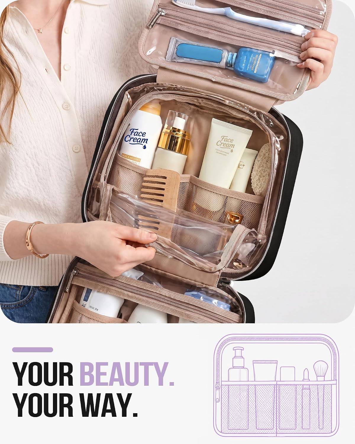 Detalle de NISHEL Travel Toiletry Bag Medium for Women