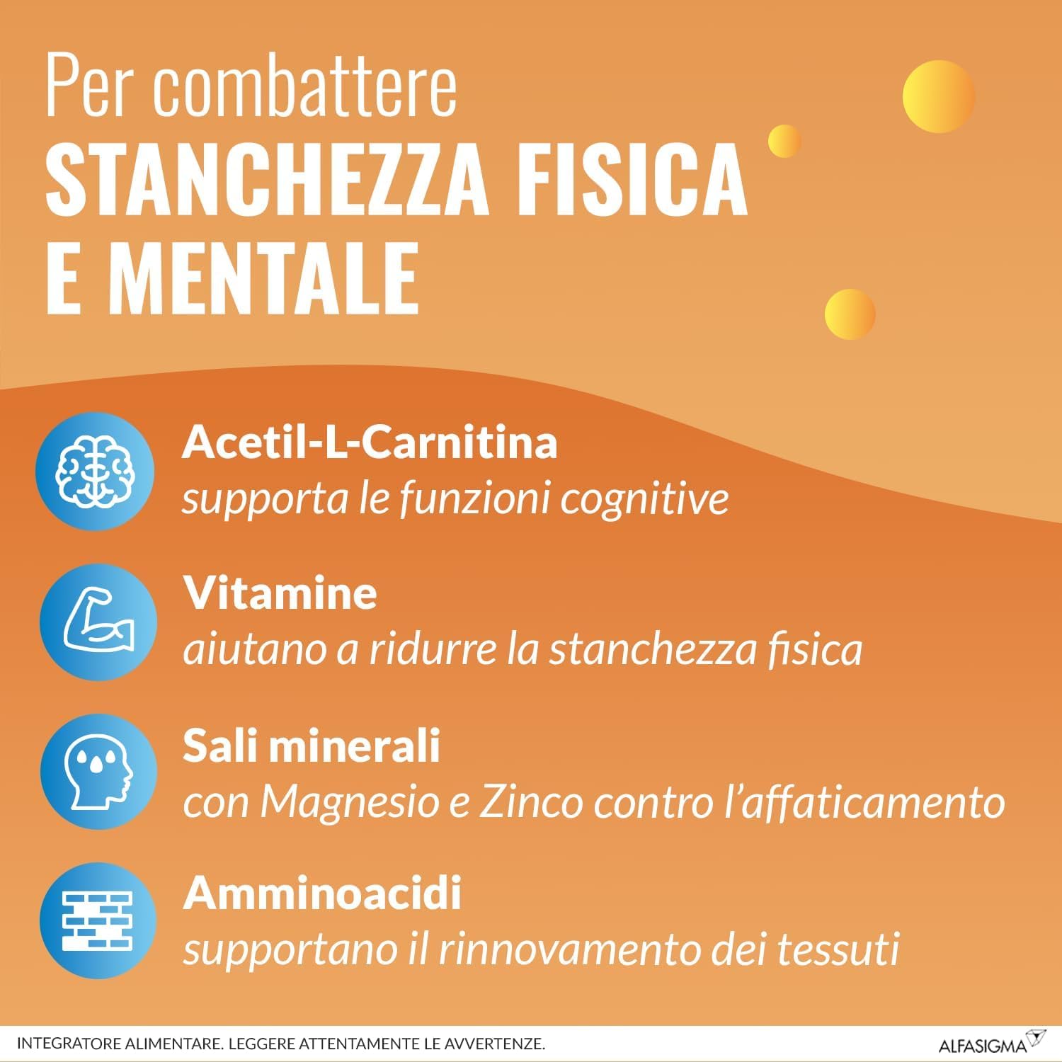 Detalle de Carnidyn Plus: integratore per energia e concentrazione, 36 compresse masticabili agrumi