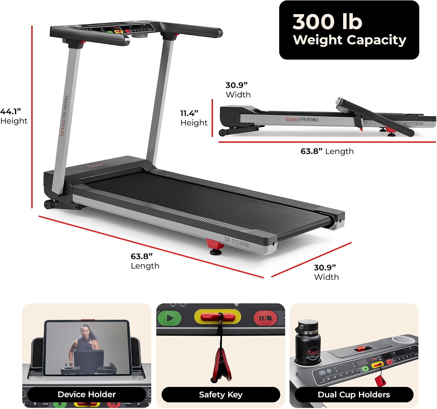 Thumbnail 6 de Sunny Health & Fitness Auto Incline Treadmill: Fully Assembled Walking Pad