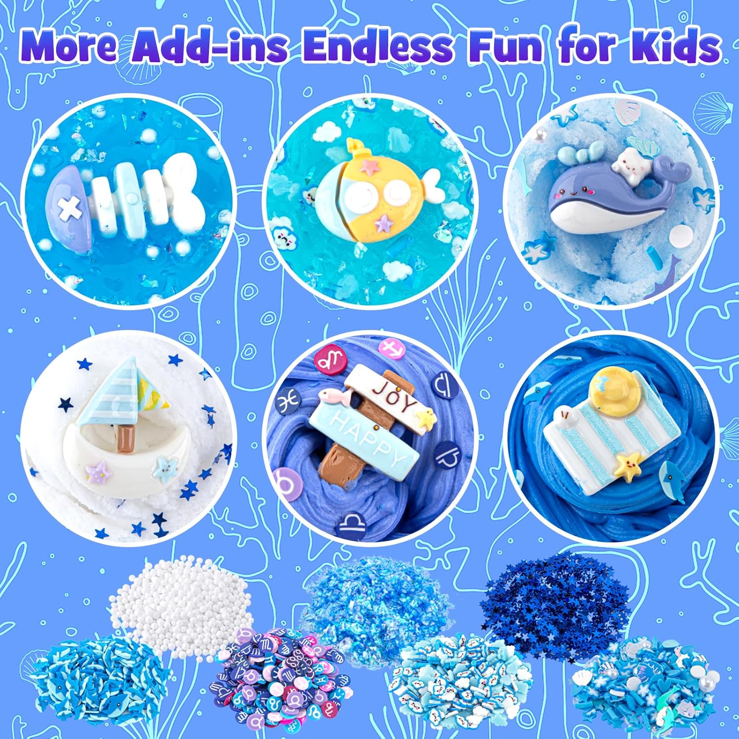 Thumbnail 1 de LAWOHO 6 Packs Blue Slime Kit (Cloud, Clear & Butter) – Ocean-themed slime party favour set