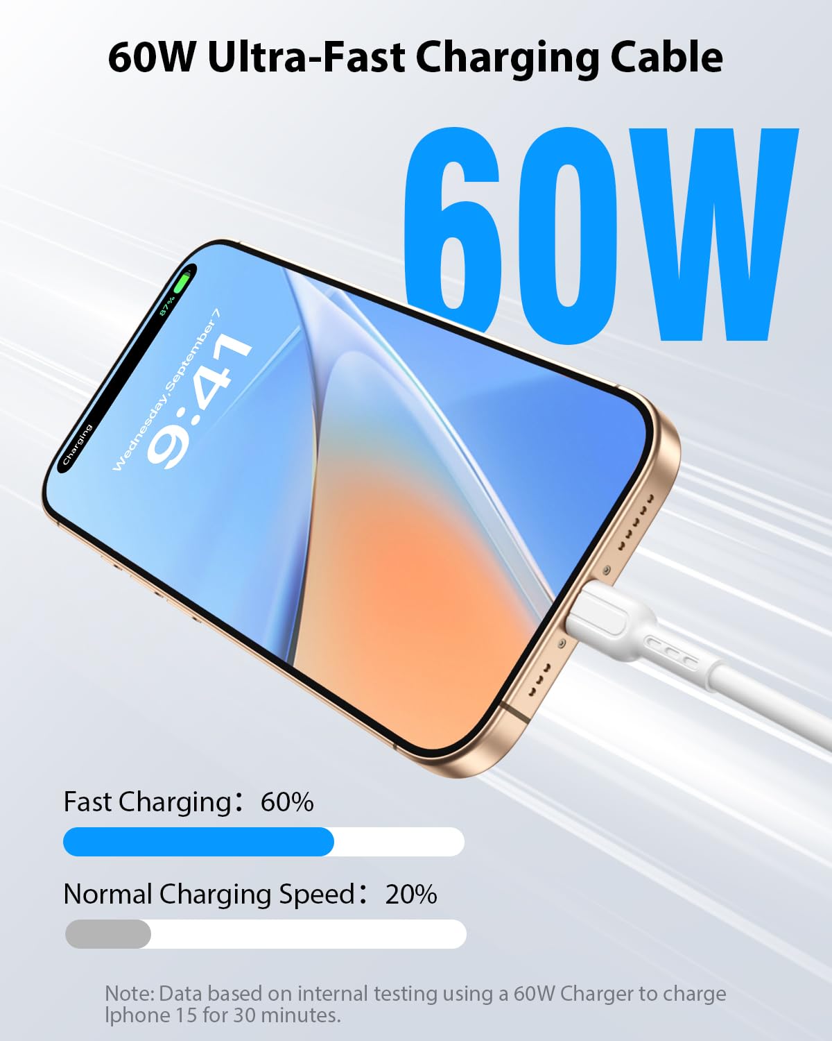 Detalle de SooPii 10er-Pack USB‑C-auf‑USB‑C-Kabel (20 cm), 60 W Schnellladekabel – kurz für Powerbank, Ladestation & Co.