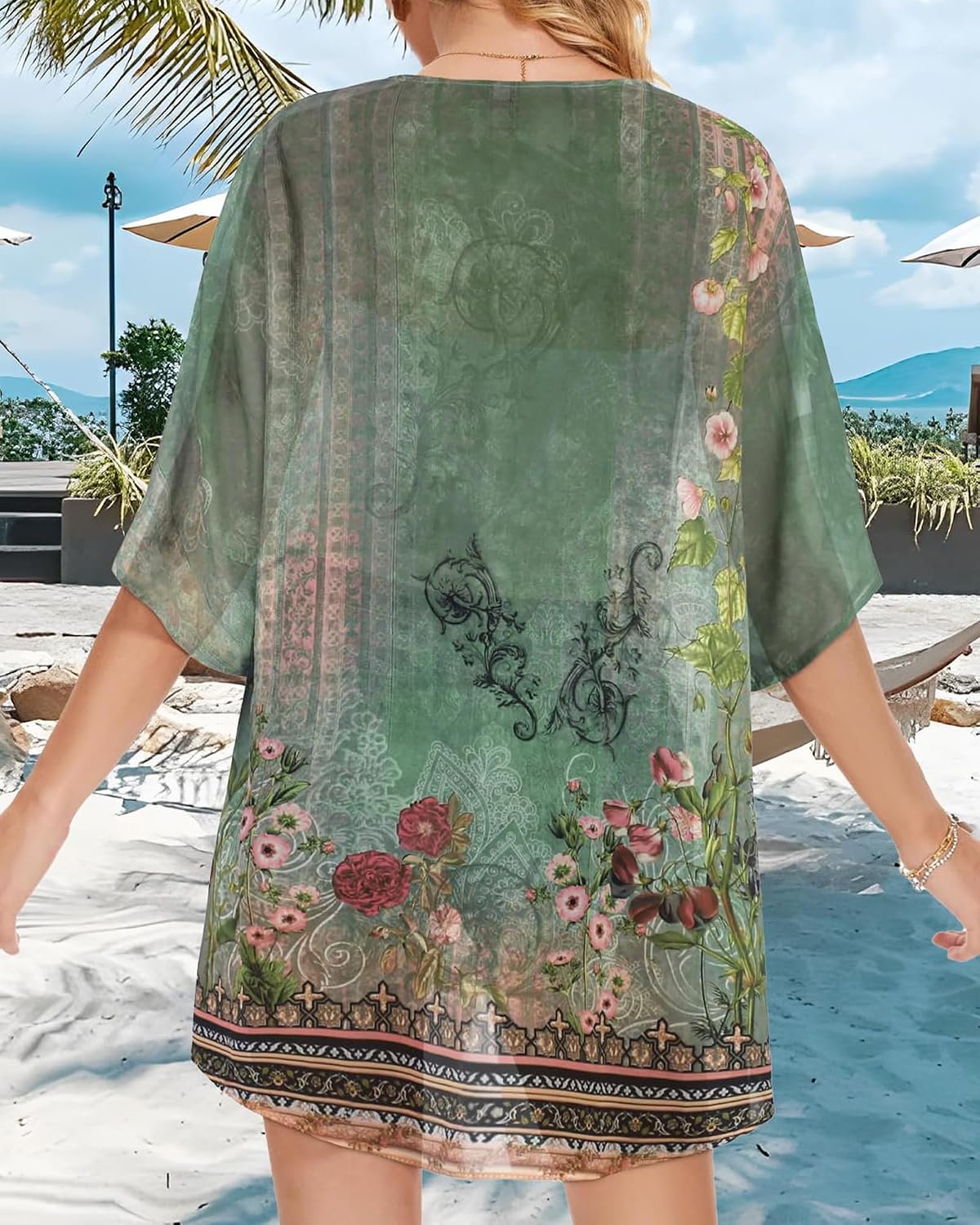 Detalle 2 de CHICGAL Floral Kimono Cardigan for Women