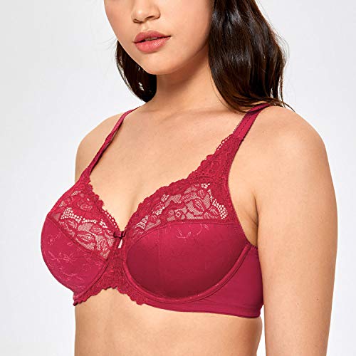 Detalle 2 de DELIMIRA Soutien Gorge Grande Taille Minimiseur Rouge 110D – soutien et confort pour bonnet DD et plus