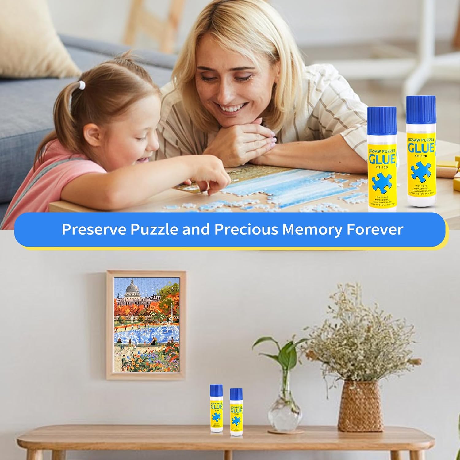 Detalle de Colla per Puzzle Trasparente con Applicatore Facile da Usare – Confezione da 2×120 ml