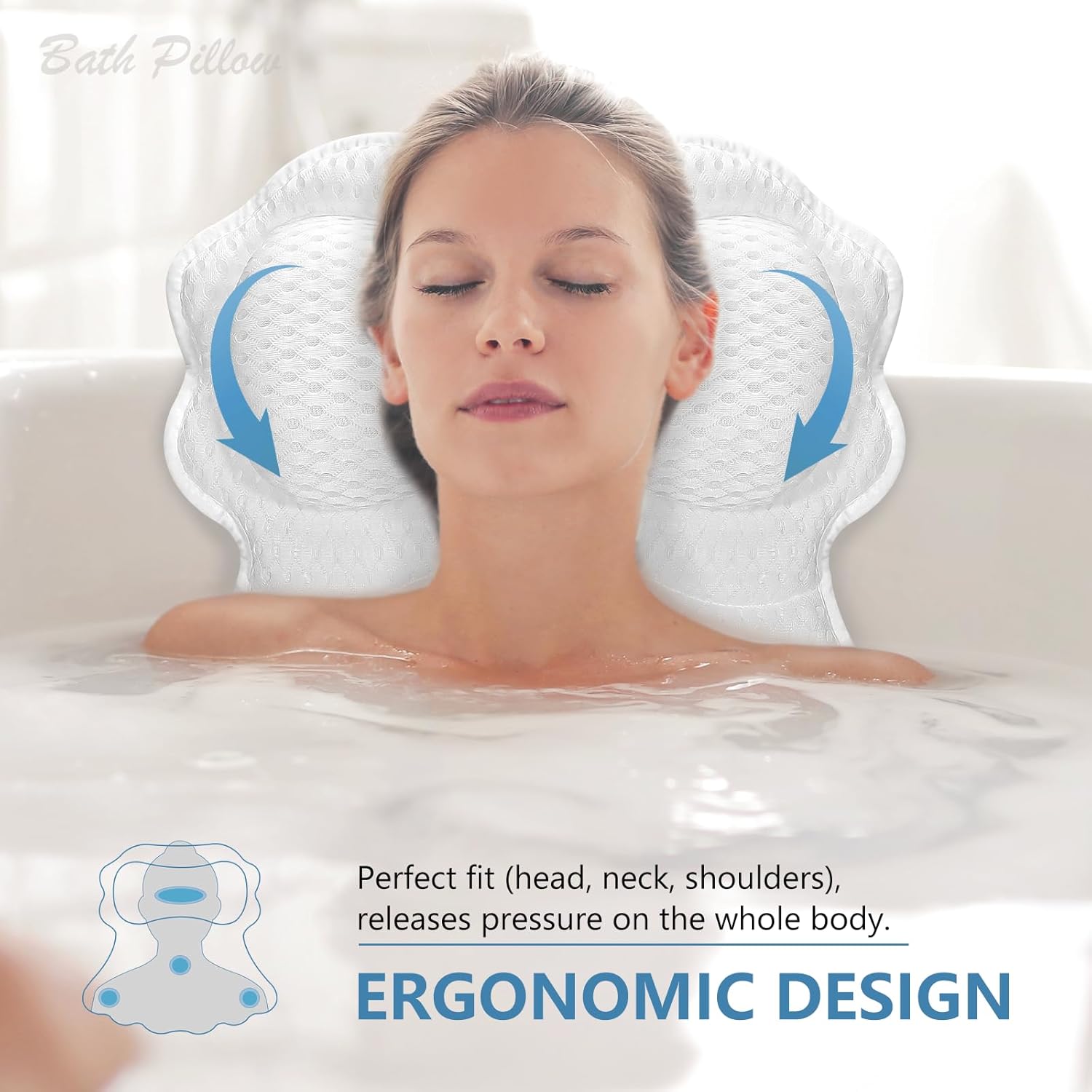 Detalle 2 de SetSail Bath Pillow 6‑Cup ergonomic tub pillow