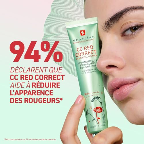 Detalle de Erborian CC Red Correct – Crème Teintée Anti-Rougeur SPF 25 (45 ml)