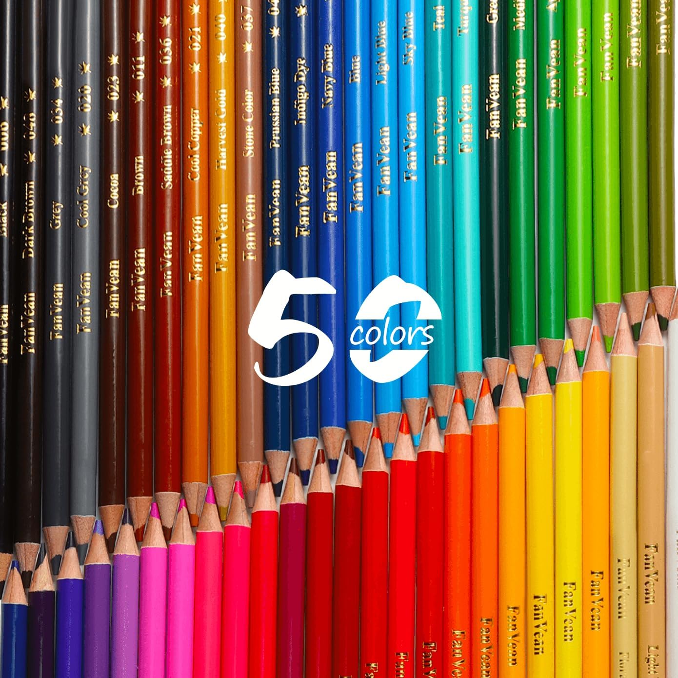 Detalle 2 de FanVean 101 Colored Pencils, 50 Colors, Soft Core, Pre-Sharpened