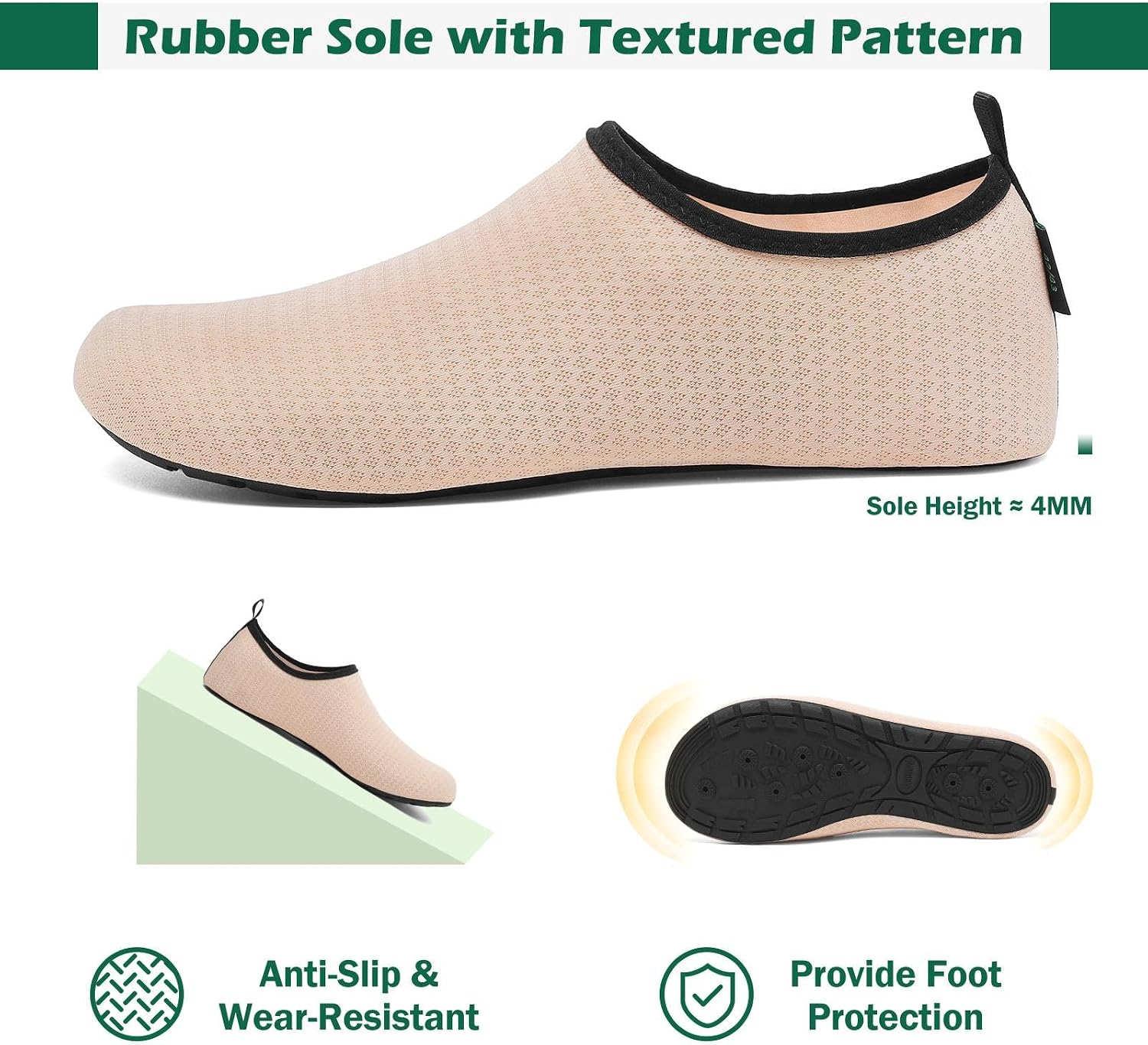 Detalle de SAGUARO 7 Drainagelöcher – Schnelltrocknende, rutschfeste Badeschuhe für Herren & Damen Gr.36–47