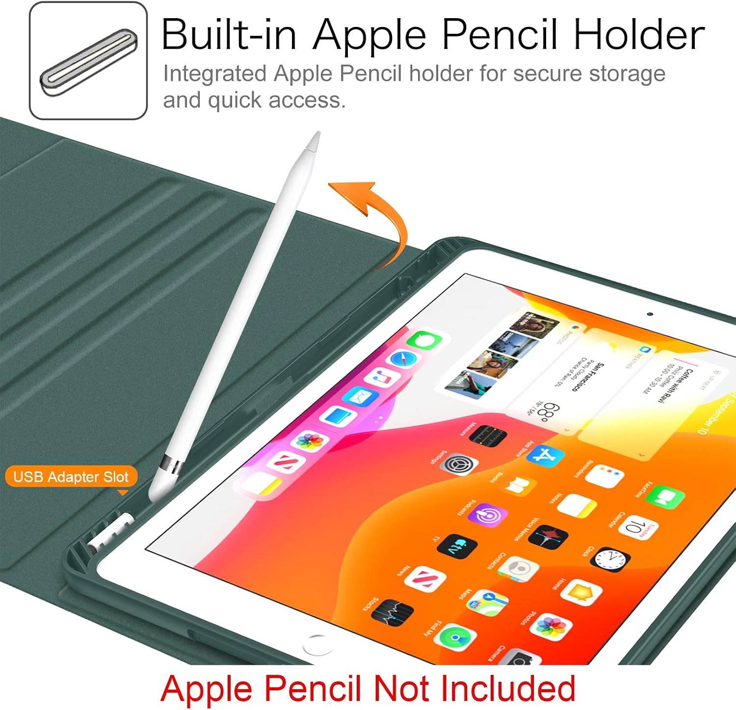 Thumbnail 6 de FINTIE Tastatur Hülle für iPad 10,2 Zoll 7./8./9. Gen. (2019–2021) mit QWERTZ, Pencil-Halter & abnehmbarer Bluetooth-Tastatur – Dunkelgrün