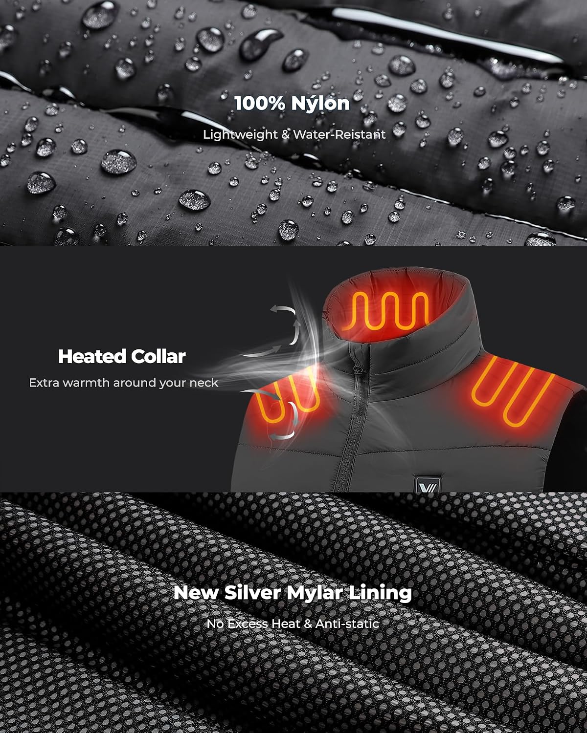 Detalle de Venustas Venustas-6000 Men's Heated Vest, 6 Zones, 3 Heat Settings