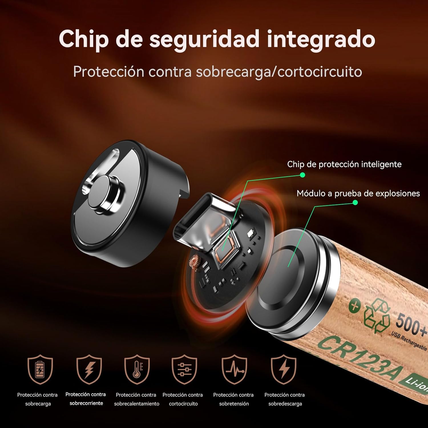 Thumbnail 6 de AKTTKA CR123A recargable 2100 mWh USB-C