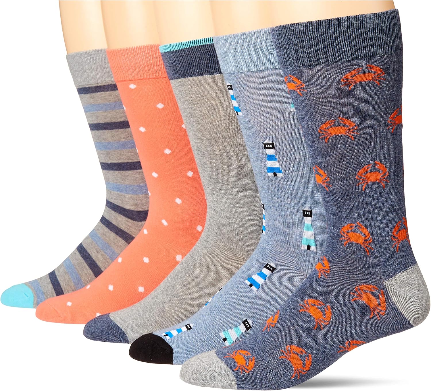 Thumbnail 3 de Amazon Essentials Men's Comfortable Patterned Dress Crew Socks, 5 Pairs