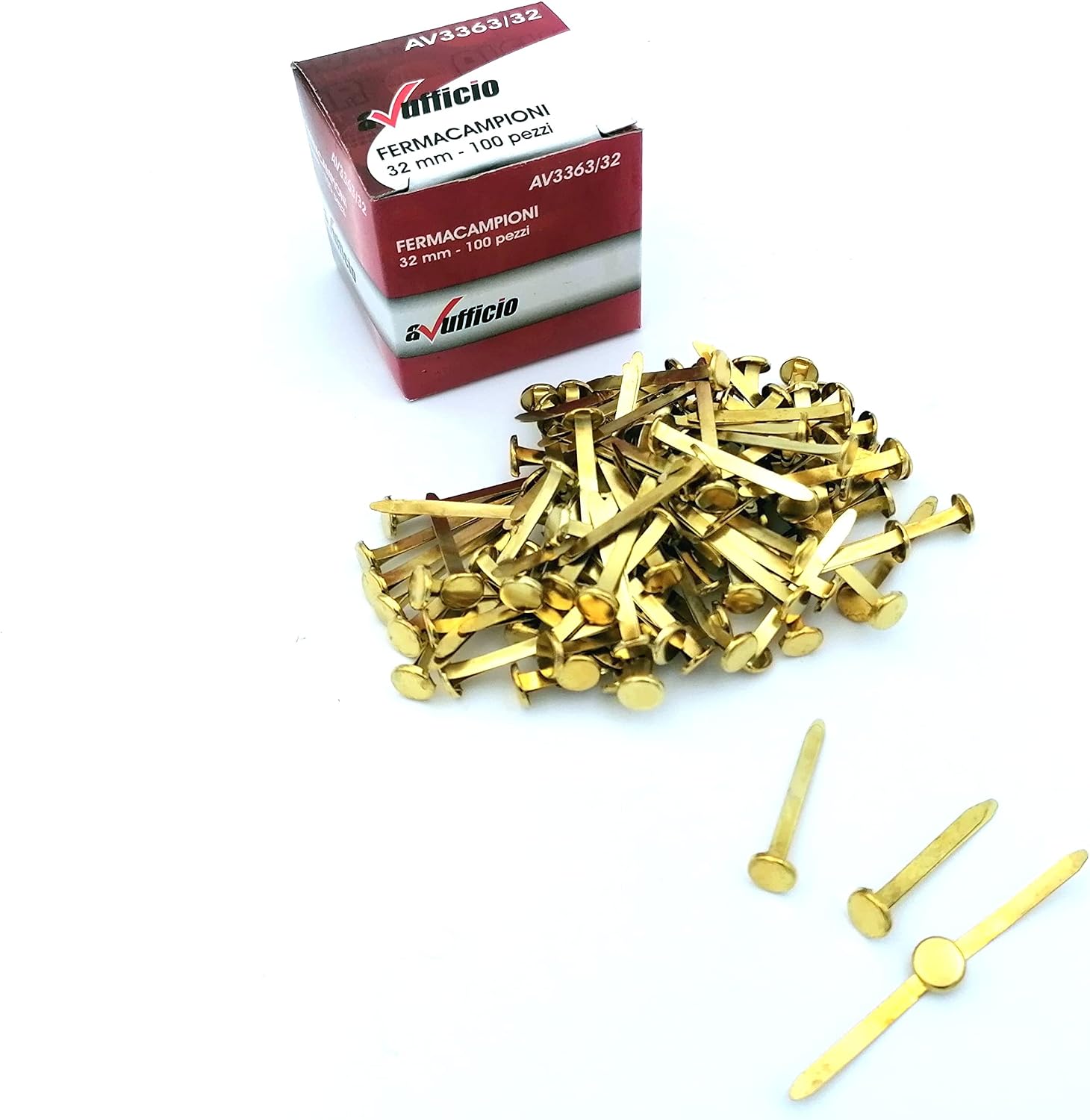 Detalle 2 de ALEVAR Parijse bevestigingsmiddelen N.07, 32 mm, messing, 100 stuks