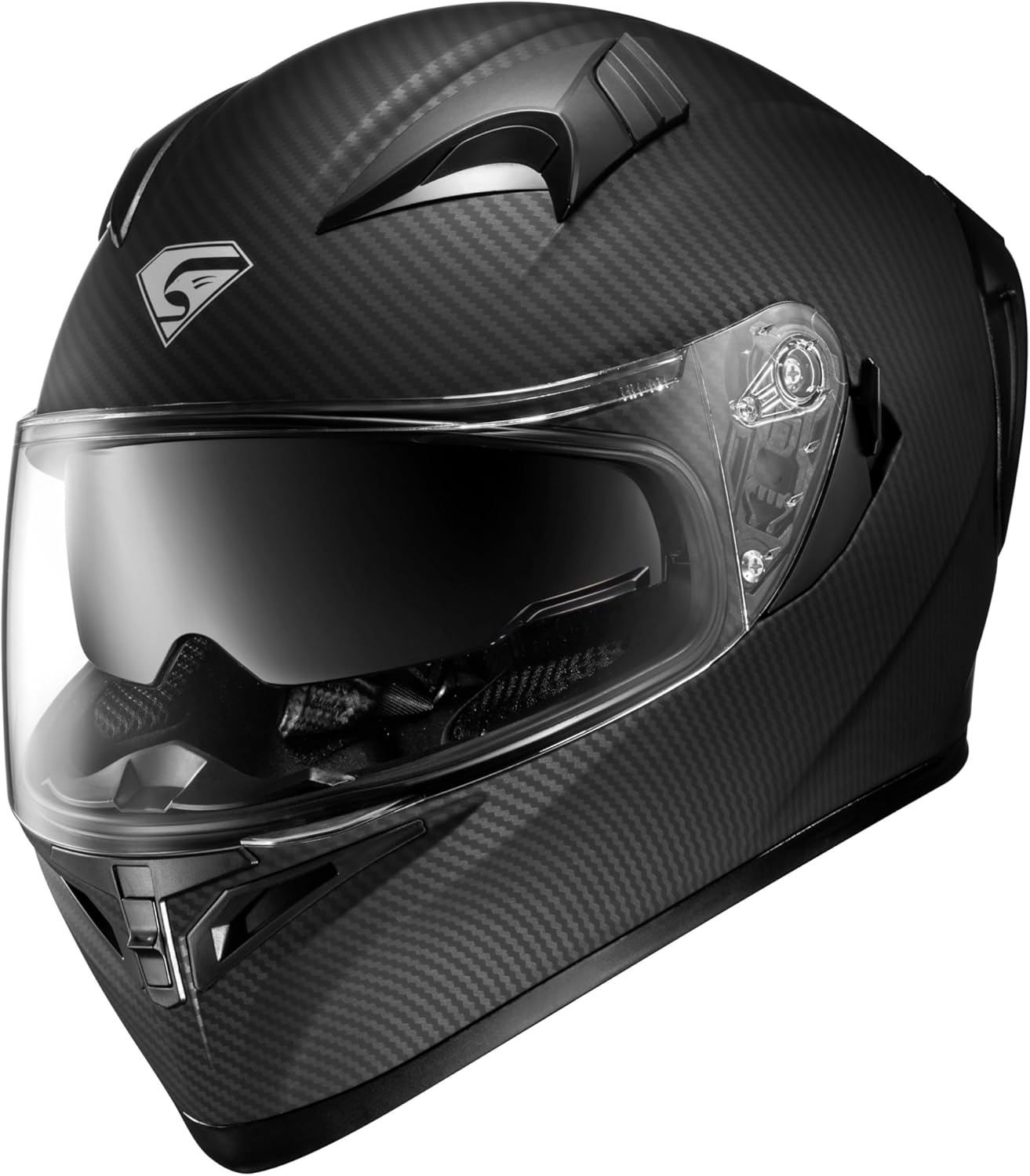 KYPARA Full Face Helmet with Internal Tinted Visor — DOT Approved, Matt Black (Large)