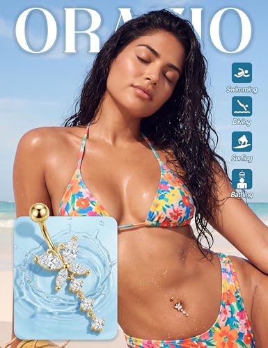 Thumbnail 2 de ORAZIO 5 Stück Bauchnabelpiercing Set Gold – Chirurgenstahl, nickelfrei