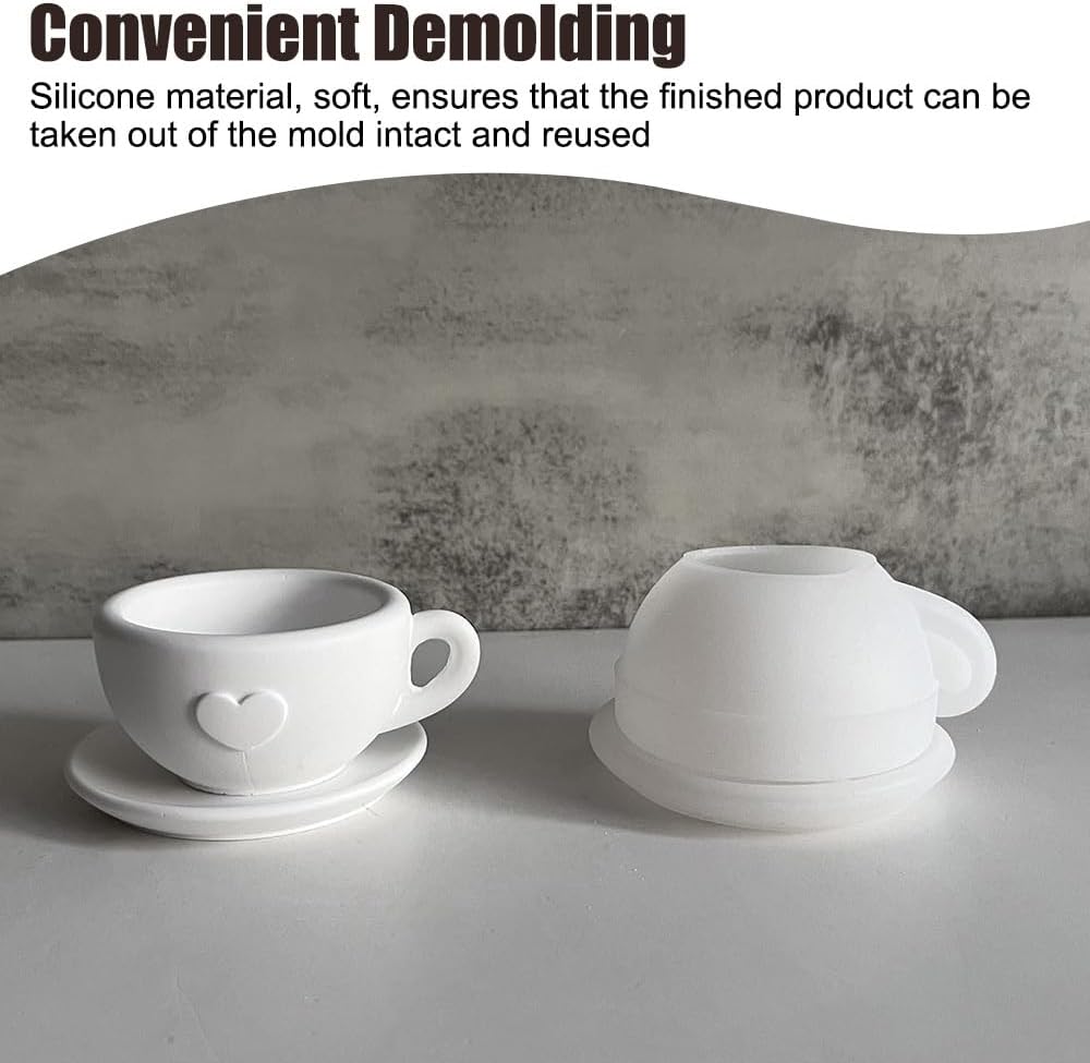 Thumbnail 2 de Cups Mould, Cup and Saucer Silicone Molds with Heart Shape – DIY Resin, Plaster and Craft Mould