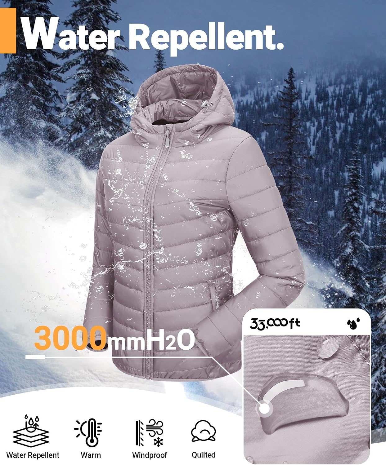 Detalle 2 de 33,000ft Damen Leichte Steppjacke Packbar