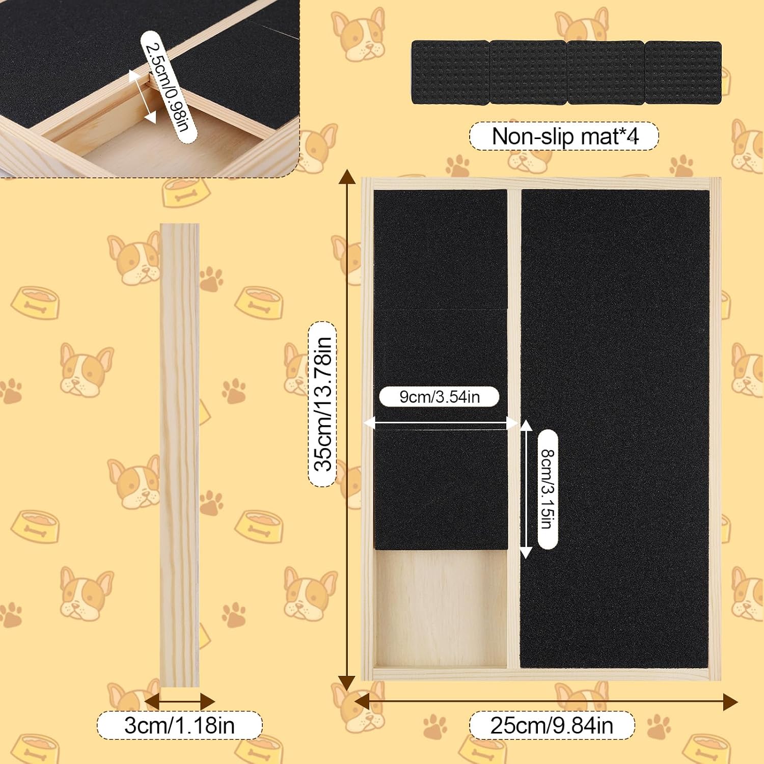 Detalle de Dog Scratch Board for Nails: Multifunctional Wooden Nail Care Scratcher with Snack Box (35x25cm)