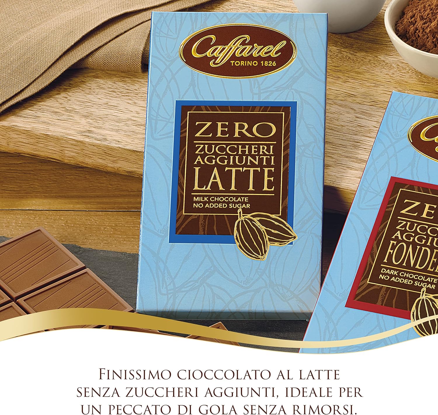 Detalle de Caffarel Sugar Free Milk Bar – Pack da 3 tavolette al latte senza zuccheri aggiunti (100 g ciascuna)