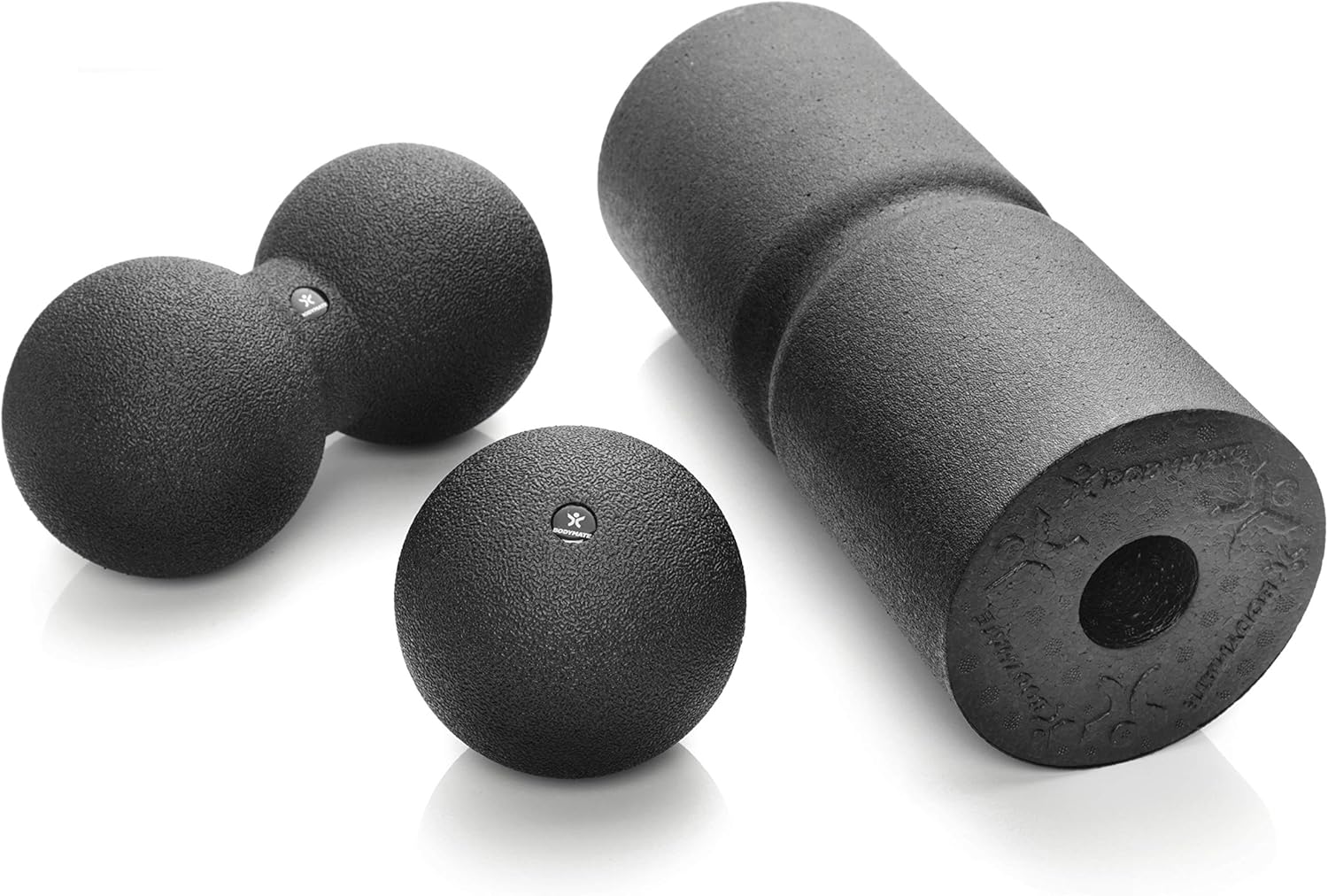 Detalle 2 de BODYMATE Set fascias Care : rouleau rainuré + balle 12 cm + balle duo 12 x 24 cm (noir) avec e-book